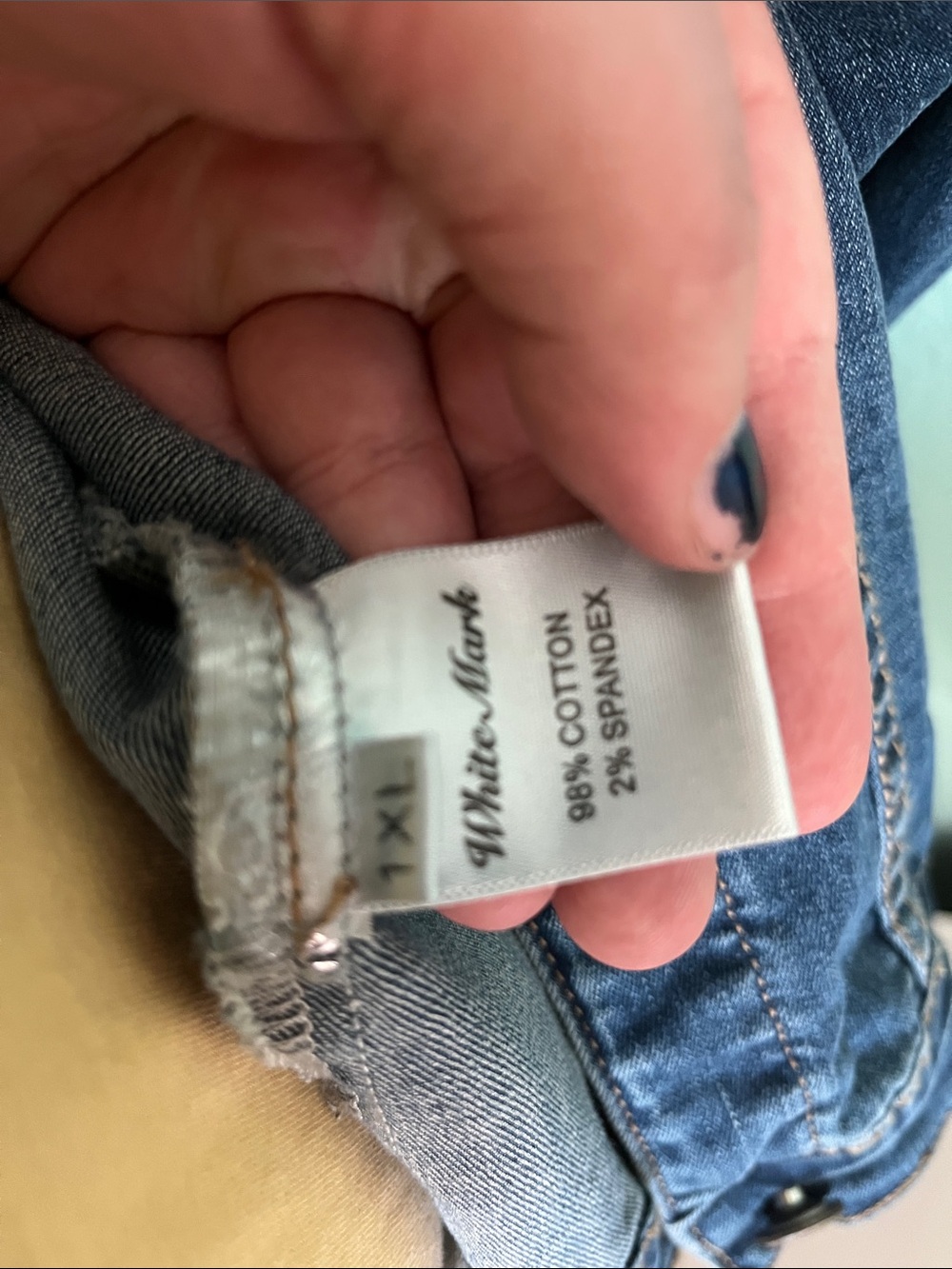 White Mark Dark Blue Denim Jean Jacket with dragon art - Picture 6 of 6